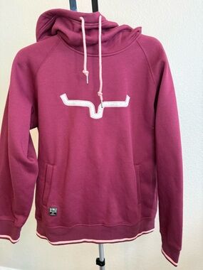 Kimes Ranch Women’s Hoodie Pullover Pink Longhorn Logo Western Size Large